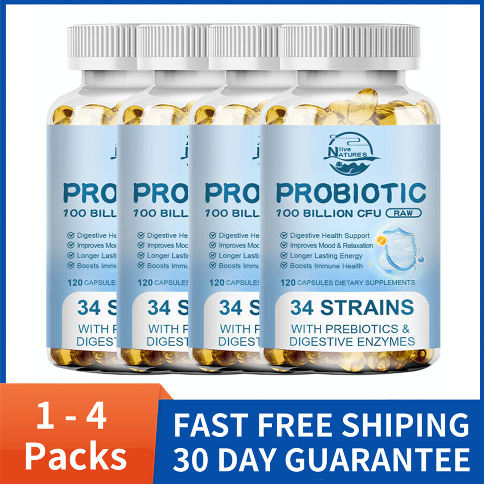 Raw Probiotics 100 Billion CFU Potency Digestive Gut Relief For Men Women