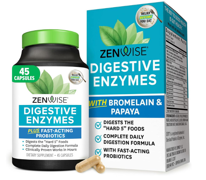 Zenwise Health Digestive Enzymes for Gut Health & Bloating Relief – 45 CT
