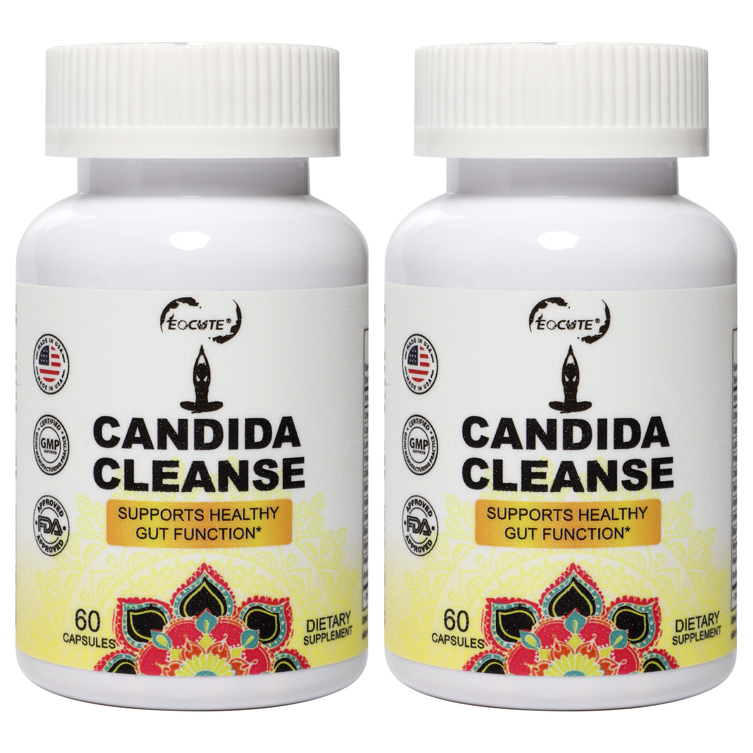 Candida Cleanse: 2 Pack (120 Capsules) Boost Gut & Colon Health in Men and Women
