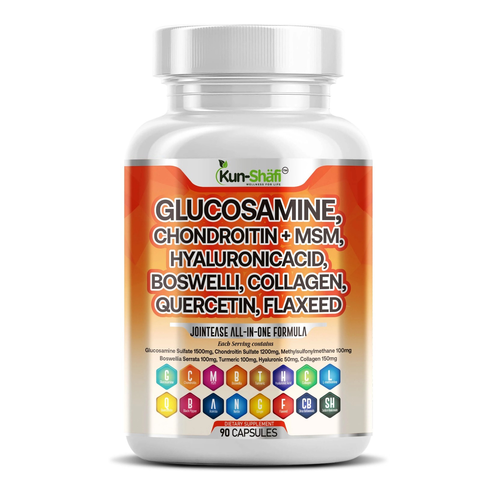 Glucosamine Chondroitin MSM, Collagen, Hyaluronic Acid & Joint Support 90 Caps