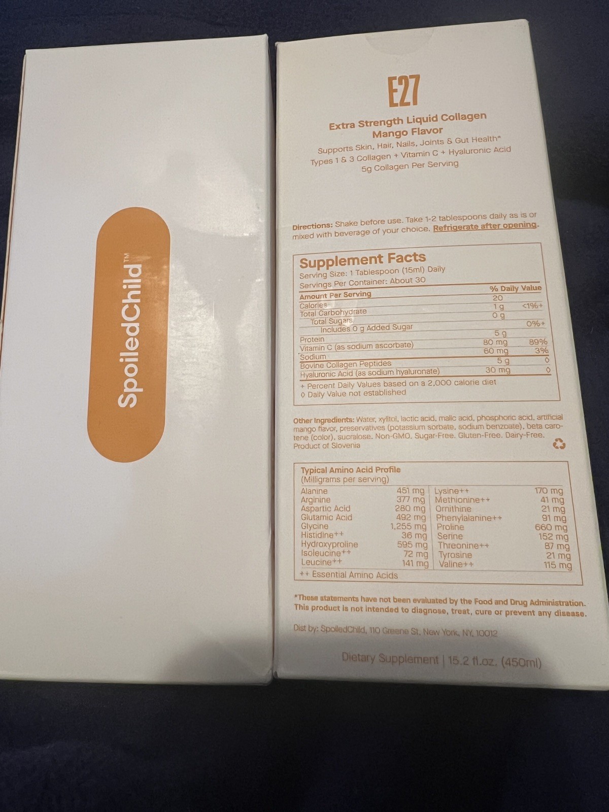 Spoiled Child E27 Extra Liquid Collagen Mango Flavor new 15.2oz