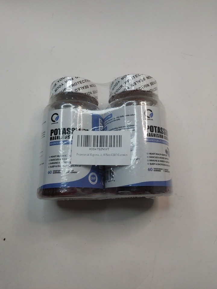 2 Pack Potassium Magnesium Gummies with Potassium Ctrate 200 mg, Magnesium…