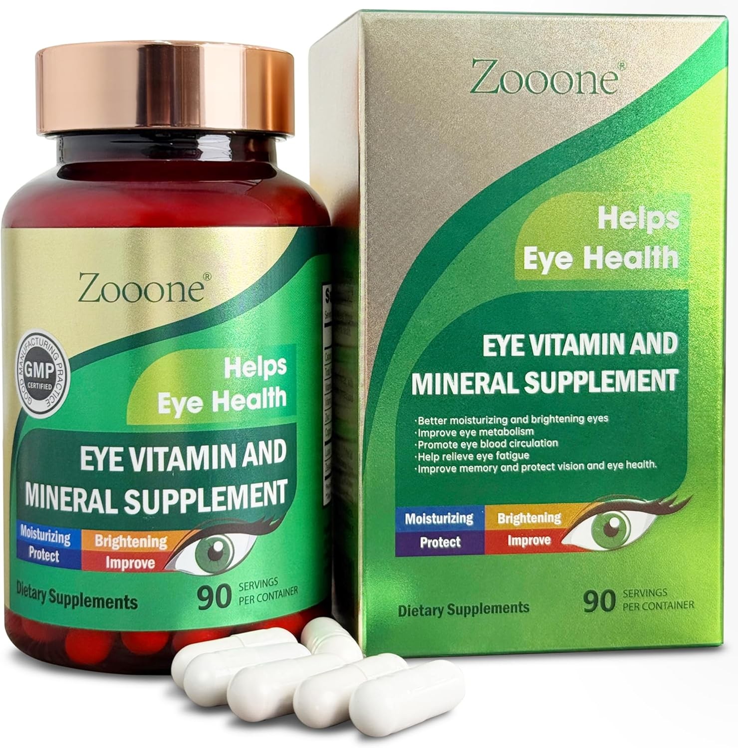 Zooone- Lutein Eye Vitamins to Support Eye Health 2 X 90 Capsules (180) Exp 2/27