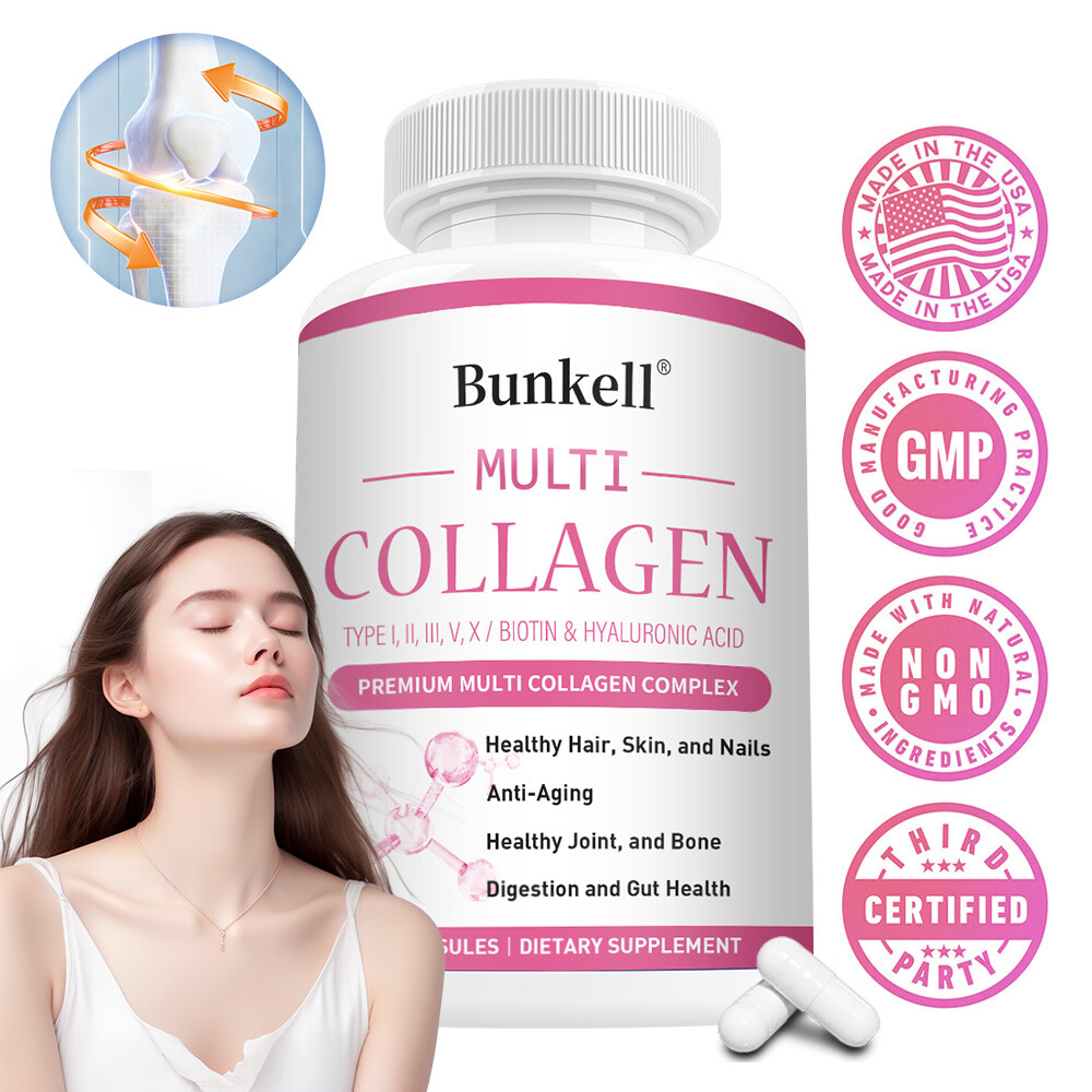 Collagen Peptides Type I, II, III, V, X 2000mg Anti-Aging Skin 120 Capsules