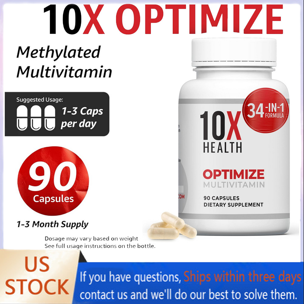 Authentic 10X Health Optimize Methylated Multivitamin 90 Caps 34 In 1 formula US