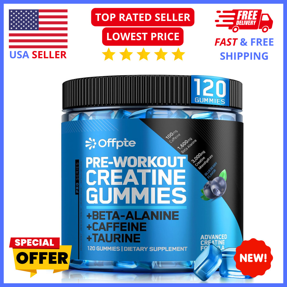 Pre Workout Gummies – Sugar-Free Energy w/ Creatine, Beta-Alanine, Taurine