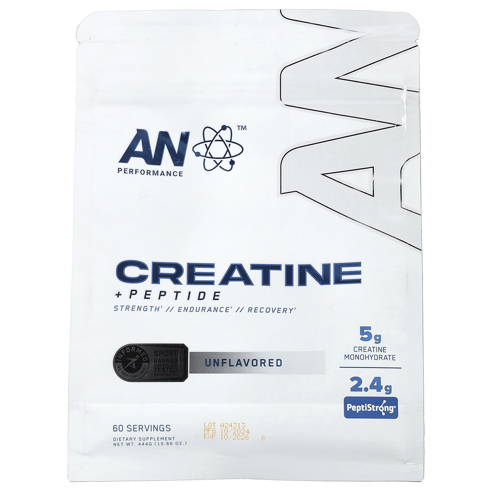 Creatine + Peptide, Unflavored , 15.66 oz (444 g)
