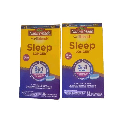 2- Nature Made WellBlends Sleep Longer 10mg Melatonin L-Theanine GABA  6/25 70ct
