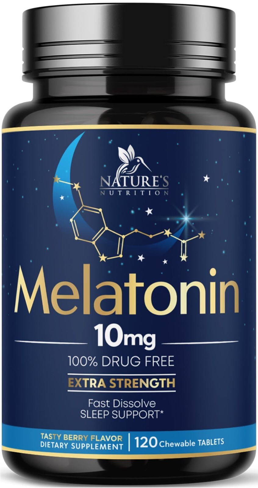 Melatonin 10mg Tablets Extra Strength Sugar Free Sleep Support for Adults