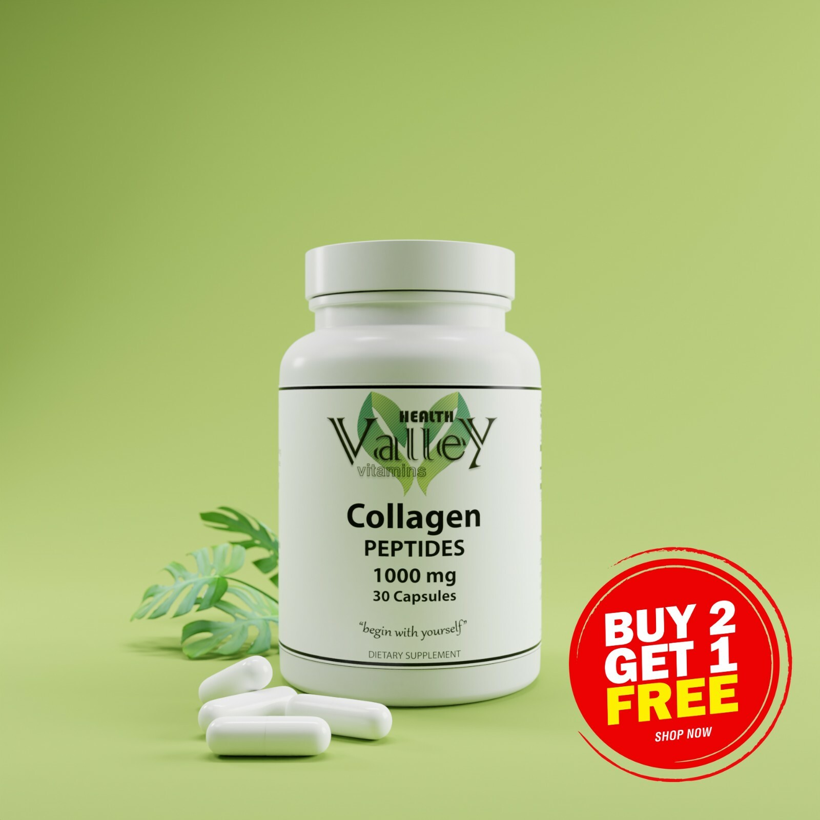 Collagen Hydrolyzed Peptides 1000 mg Skin, Nails and Hair Health