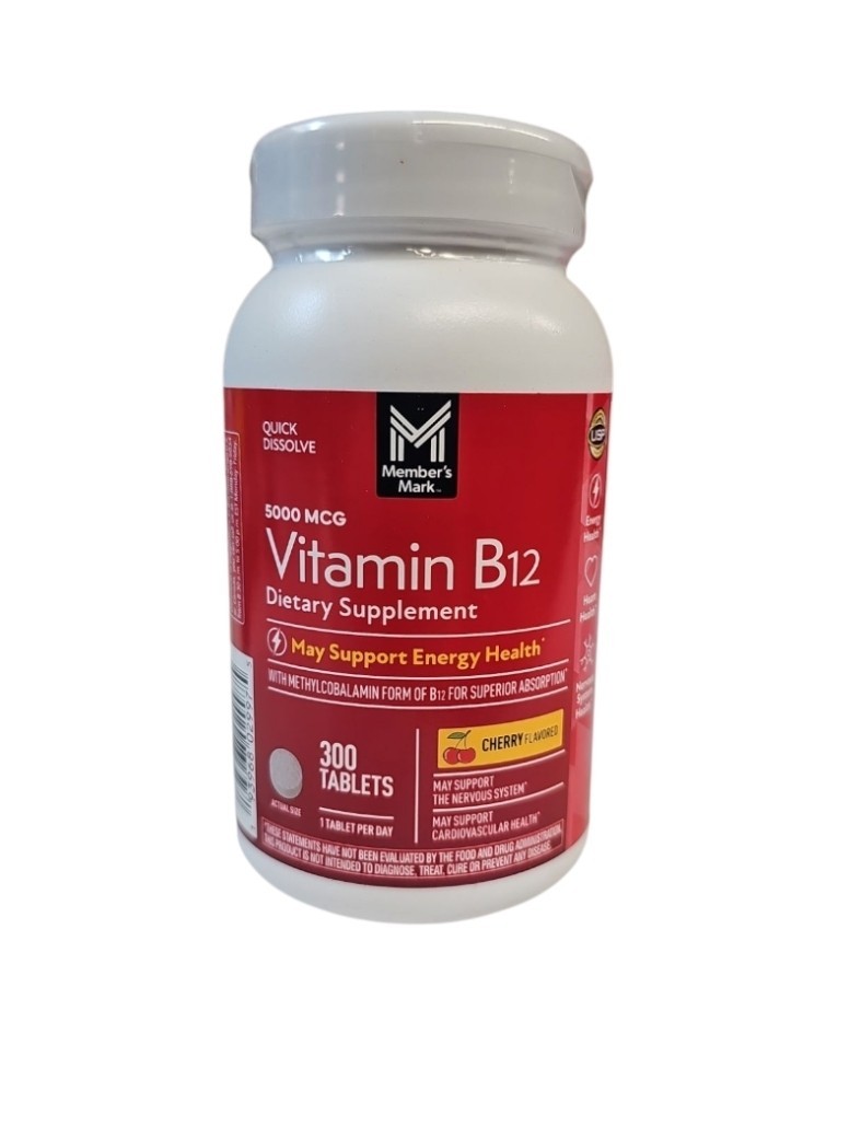 Member’s Mark Vitamin B12 Methylcobalamin 5000 mcg Cherry Flavor, 300 Tablets