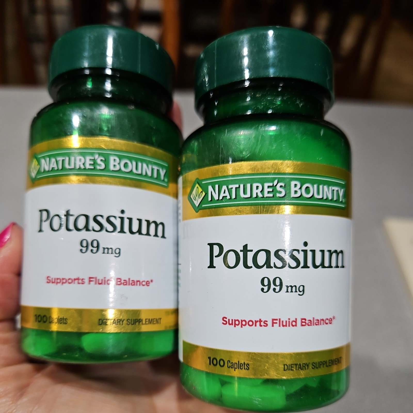 2 Pack Nature’s Bounty Potassium 99mg 100 Caplets Each Exp 9/25