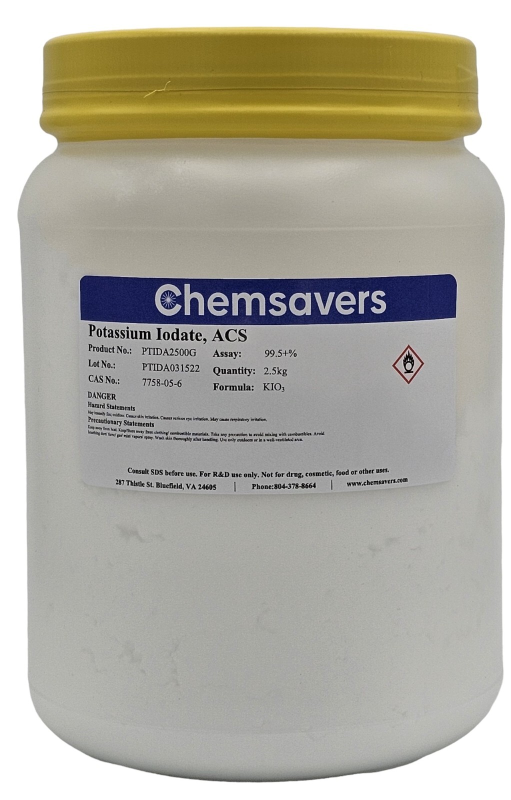 Potassium Iodate, ACS, 99.4+%, 2.5kg