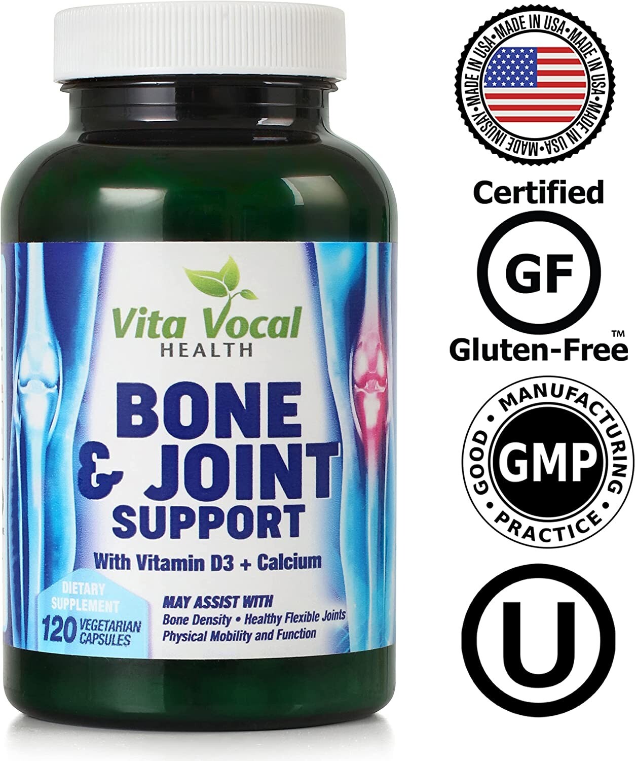 VitaVocal Bone and Joint Support with D3, K2 + Calcium, Magnesium