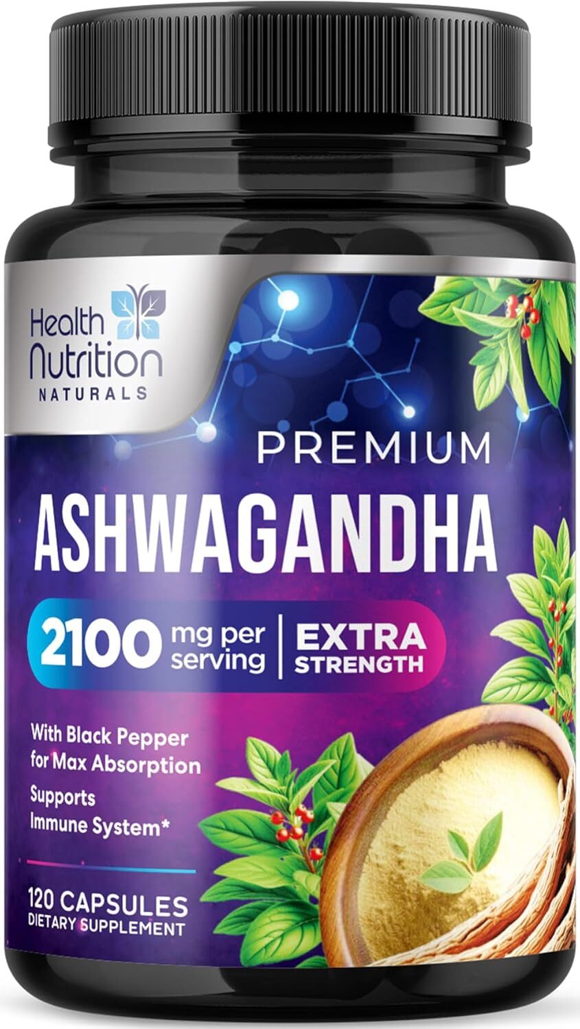 Ashwagandha 2,100 mg Extra Strength Stress & Mood Support with Black Pepper
