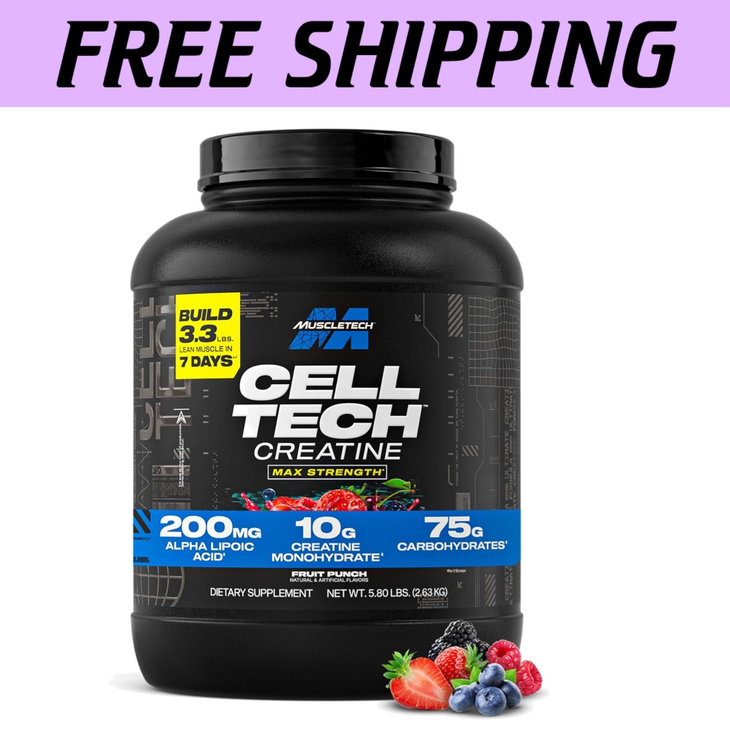 Ultra-Pure Creatine Monohydrate Powder for Muscle Growth – 6 lbs Fruit Punch