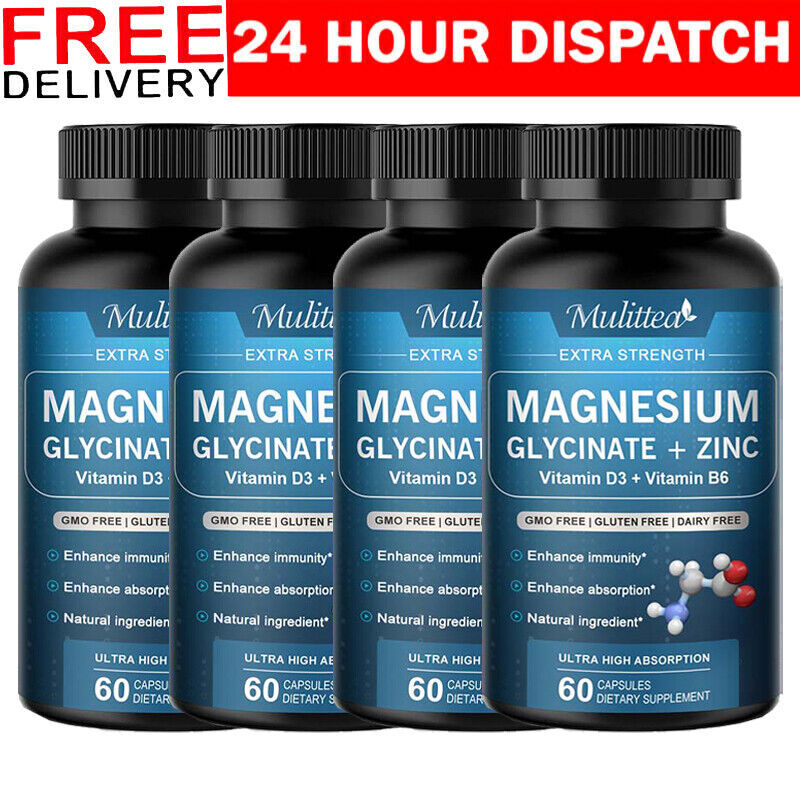 Magnesium Glycinate 500mg with Vitamin D3 B6 Zinc Improved Sleep Stress Relif