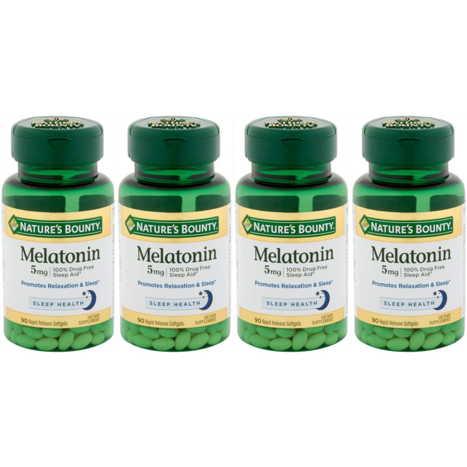 Nature’s Bounty Melatonin 5Mg Softgels Pack Of 4 Natural Sleep Aid 90 Count