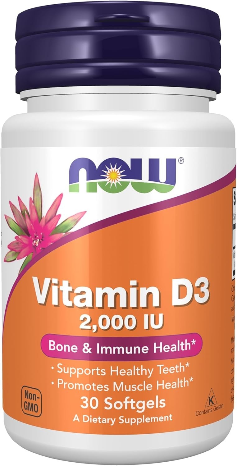 NOW Supplements, Vitamin D-3, 2000 IU, High Potency, Structural Support