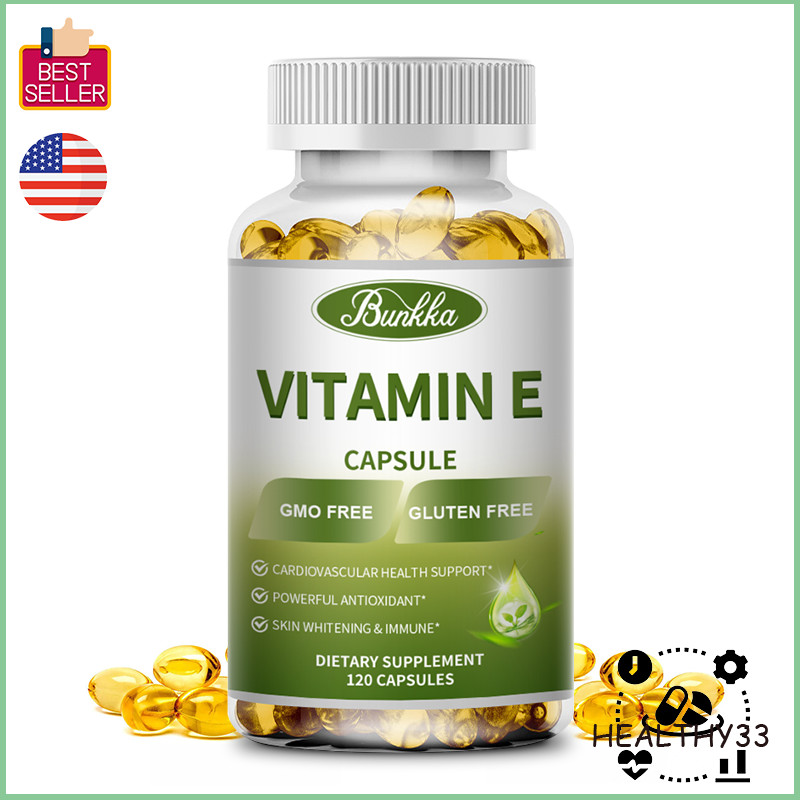400IU Vitamin E Supplement Capsules Skin Care Anti Aging-Inflammation Support