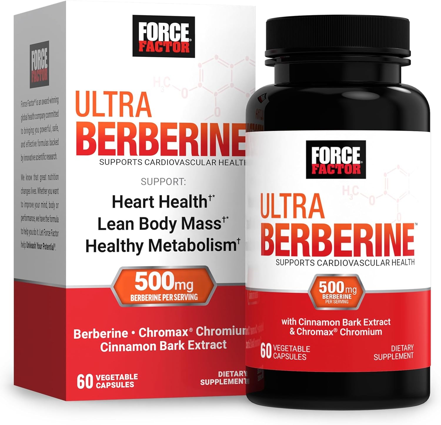 Ultra Berberine 500 mg Supplement w/  Chromium & Cinnamon for Metabolism Support