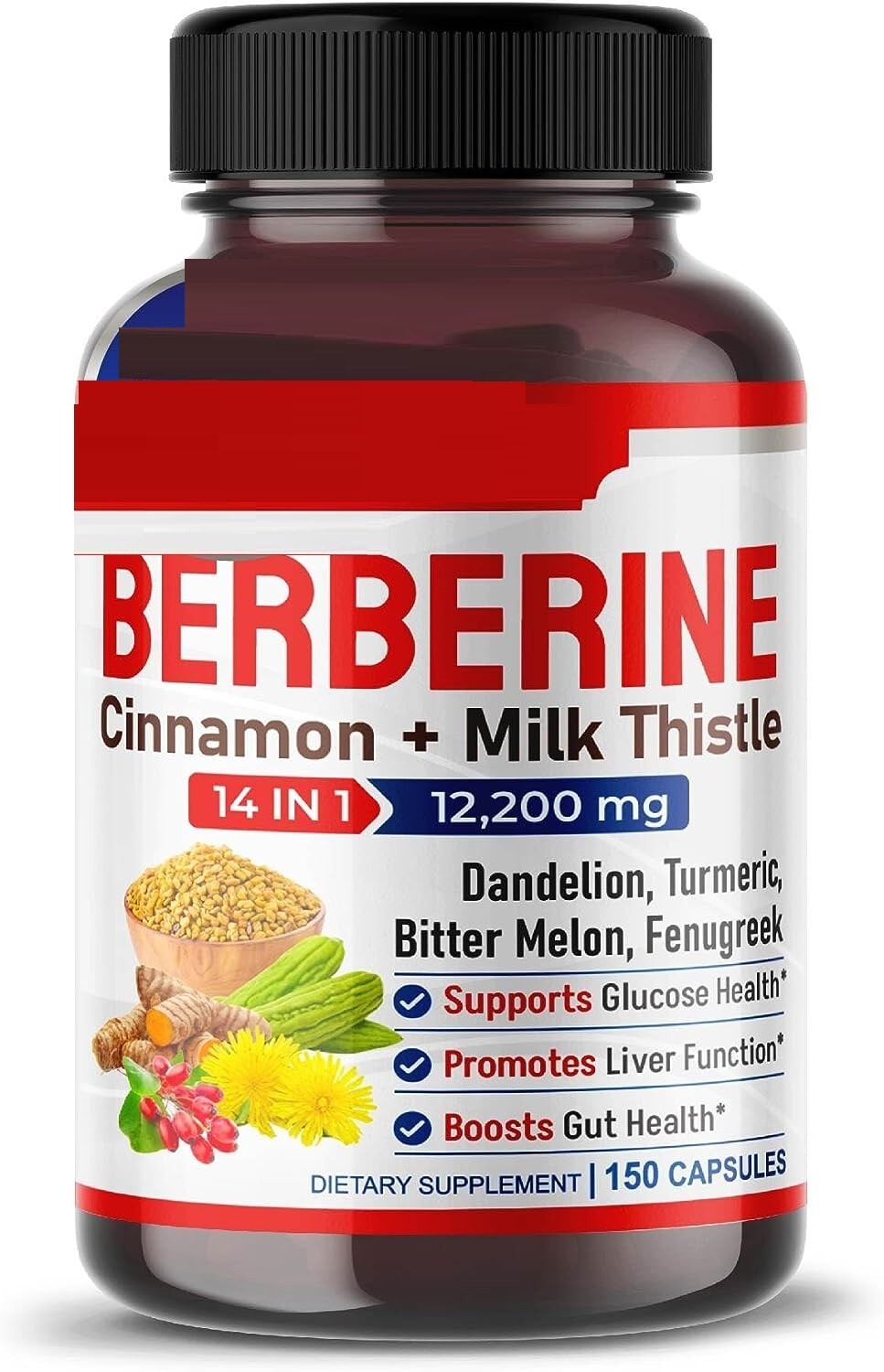 Berberine 12000mg with Ceylon Cinnamon 3000mg, Milk Thistle 150caps
