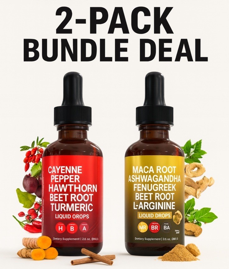2 PACK Adaptodrive Liquid – Maca Root/Ashwagandha/Beet Root, & Cayenne pepper