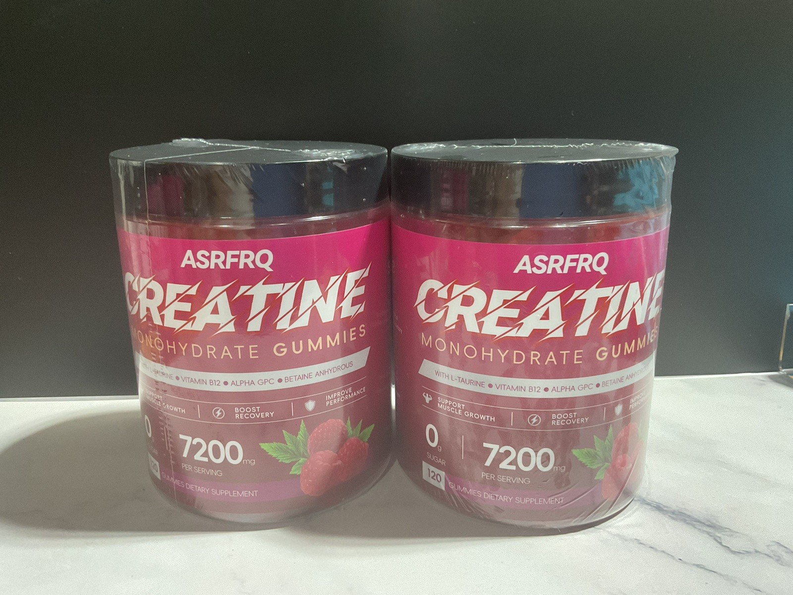 ASRFRQ Creatine Monohydrate Gummies (2 PACK) 7200 mg Strawberry 240 GUMMIES