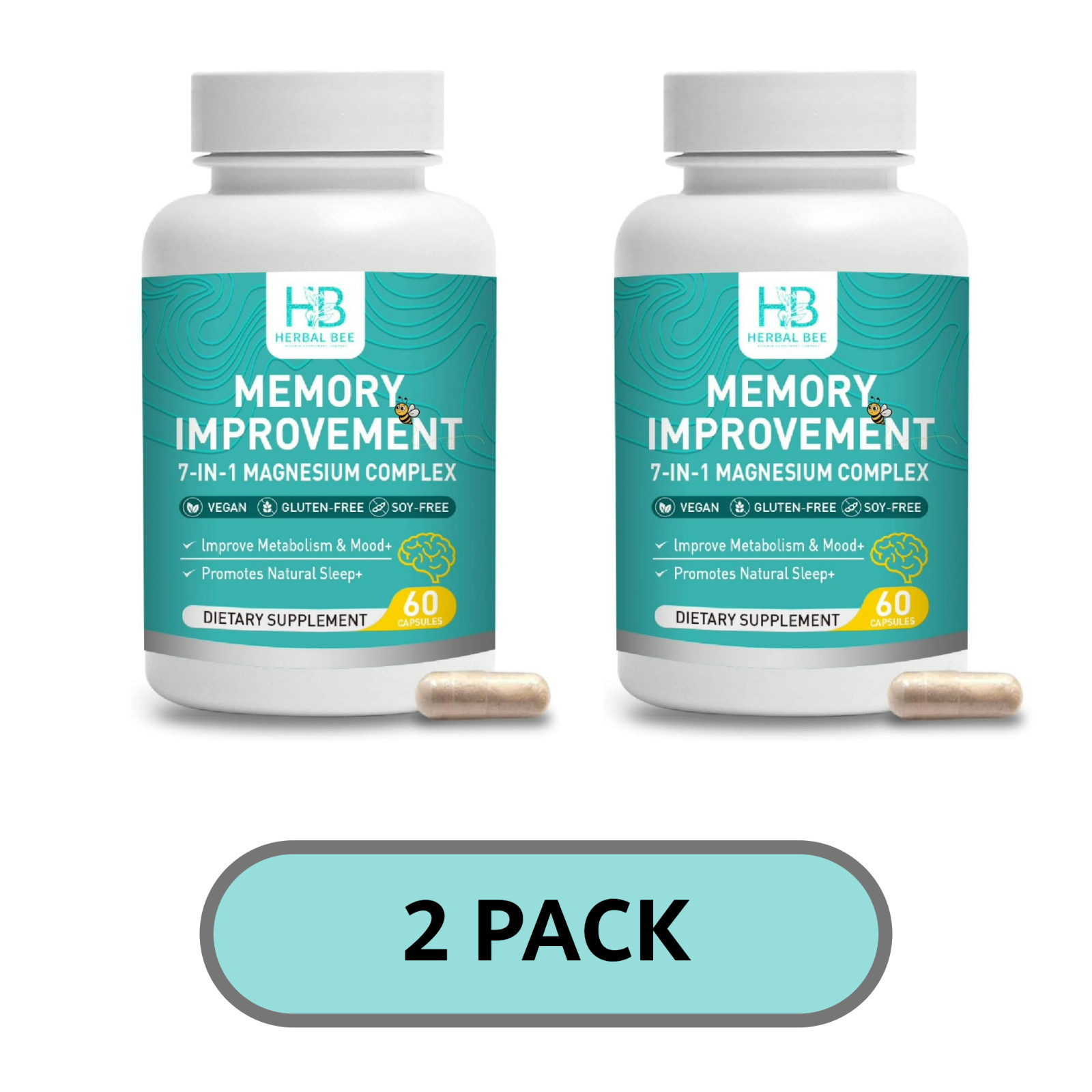 [2-Pack] 7-in-1 Magnesium Complex-Citrate, Glycinate, Memory, Sleep,Mood Support