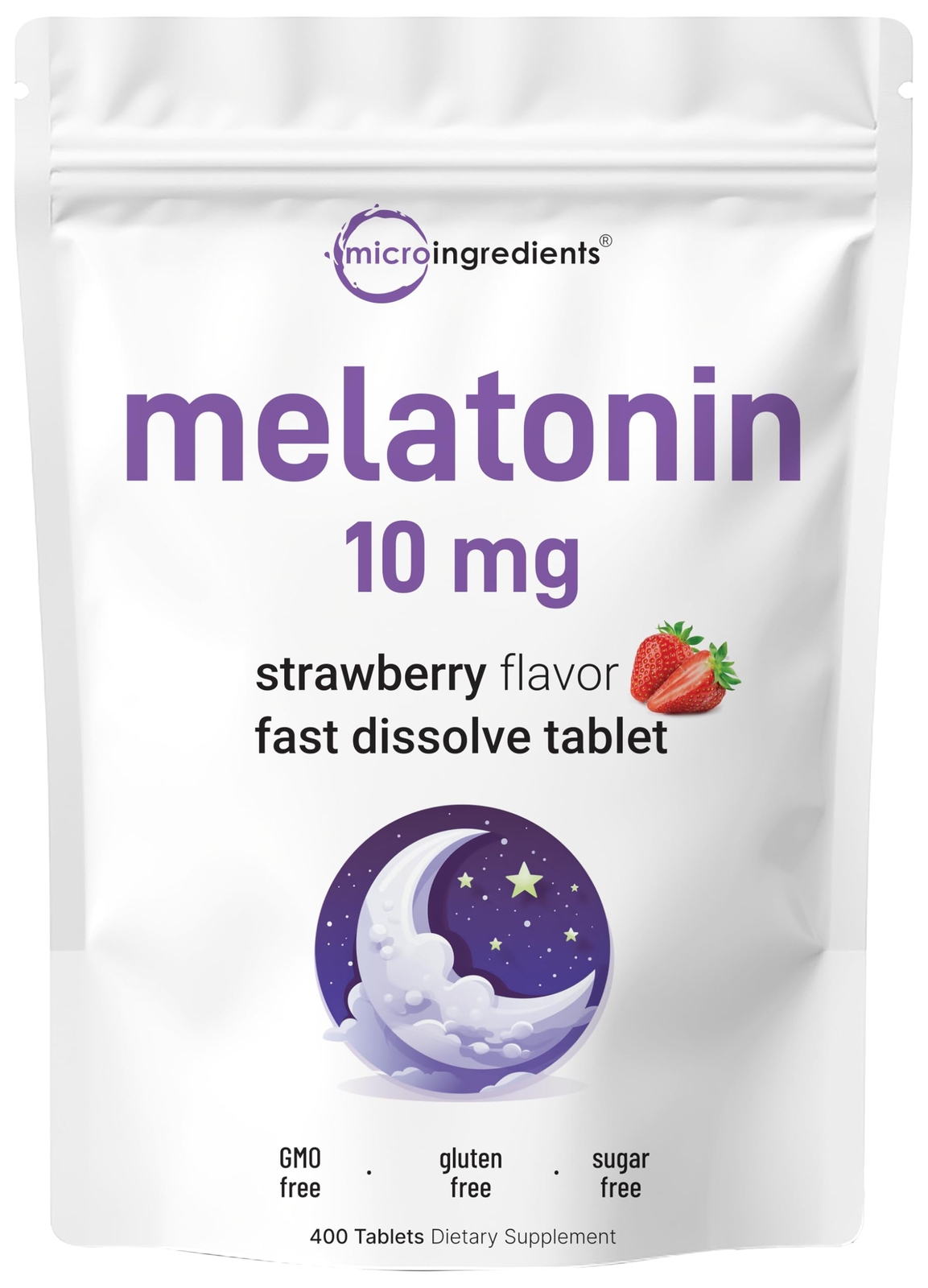 Melatonin 10mg 400 Tablets  Fast Dissolve Strawberry Flavor, Natural Sleep Aid
