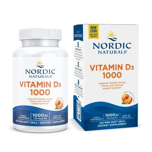 Nordic Naturals Vitamin D3 1000 IU 120 Soft Gels (250 mg) Orange Flavor EX 11/25