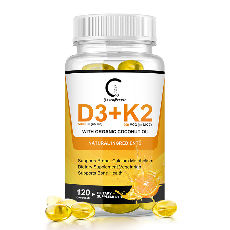 Vitamin D3 5000 IU + K2 MK7 200mcg Capsules Immune Support Strong Bones