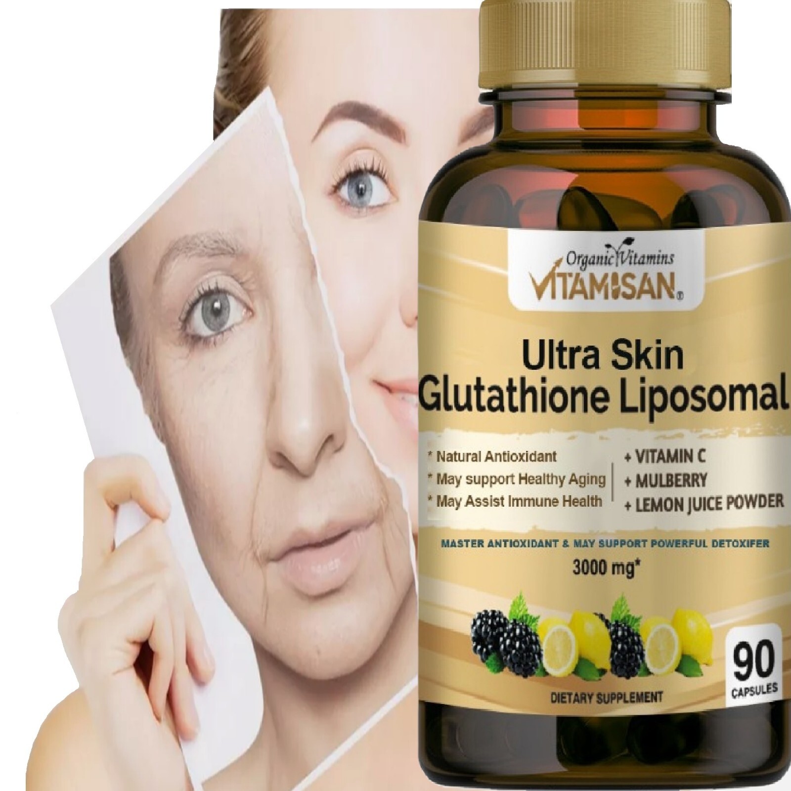 L Glutathione Collagen Skin Renewal Glow-enhancing Dark Spots 90 Caps