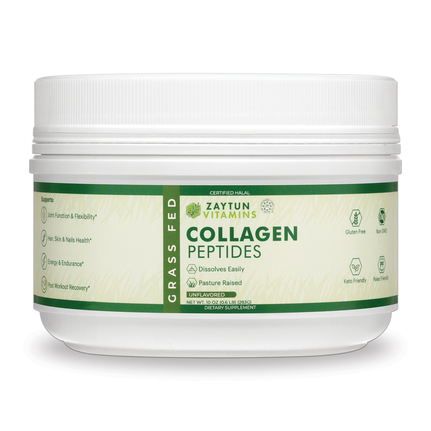 Zaytun Halal Collagen Peptides Support Joints, Hair, Skin & Nail Health 10oz Jar