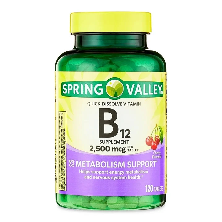 Spring Valley Vitamin B12 Supplement Quick-Dissolve 2500 mcg Cherry 120 tablets