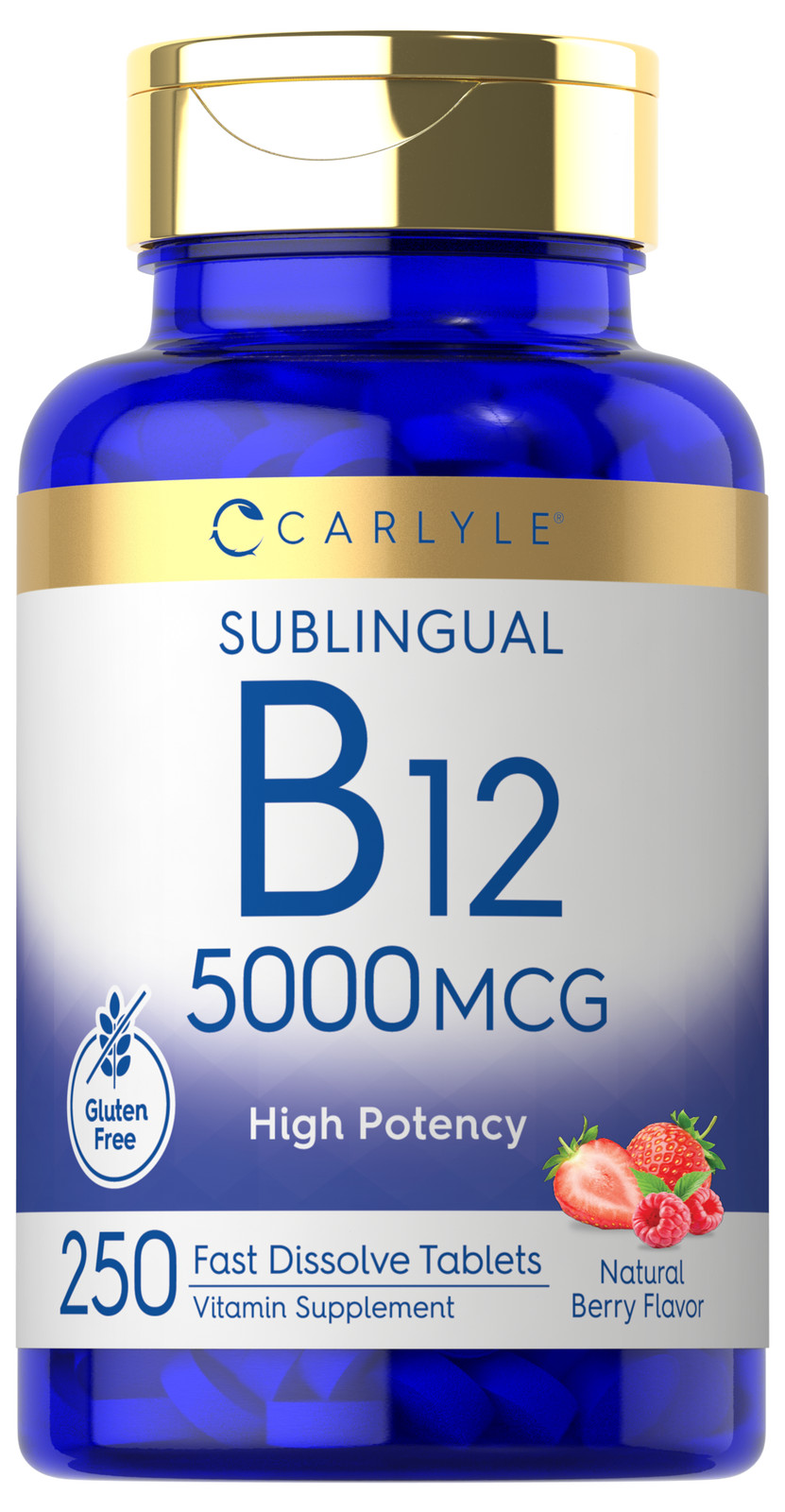 Vitamin B12 5000 mcg | 250 Fast Dissolve Tablets | Vegetarian | by Carlyle