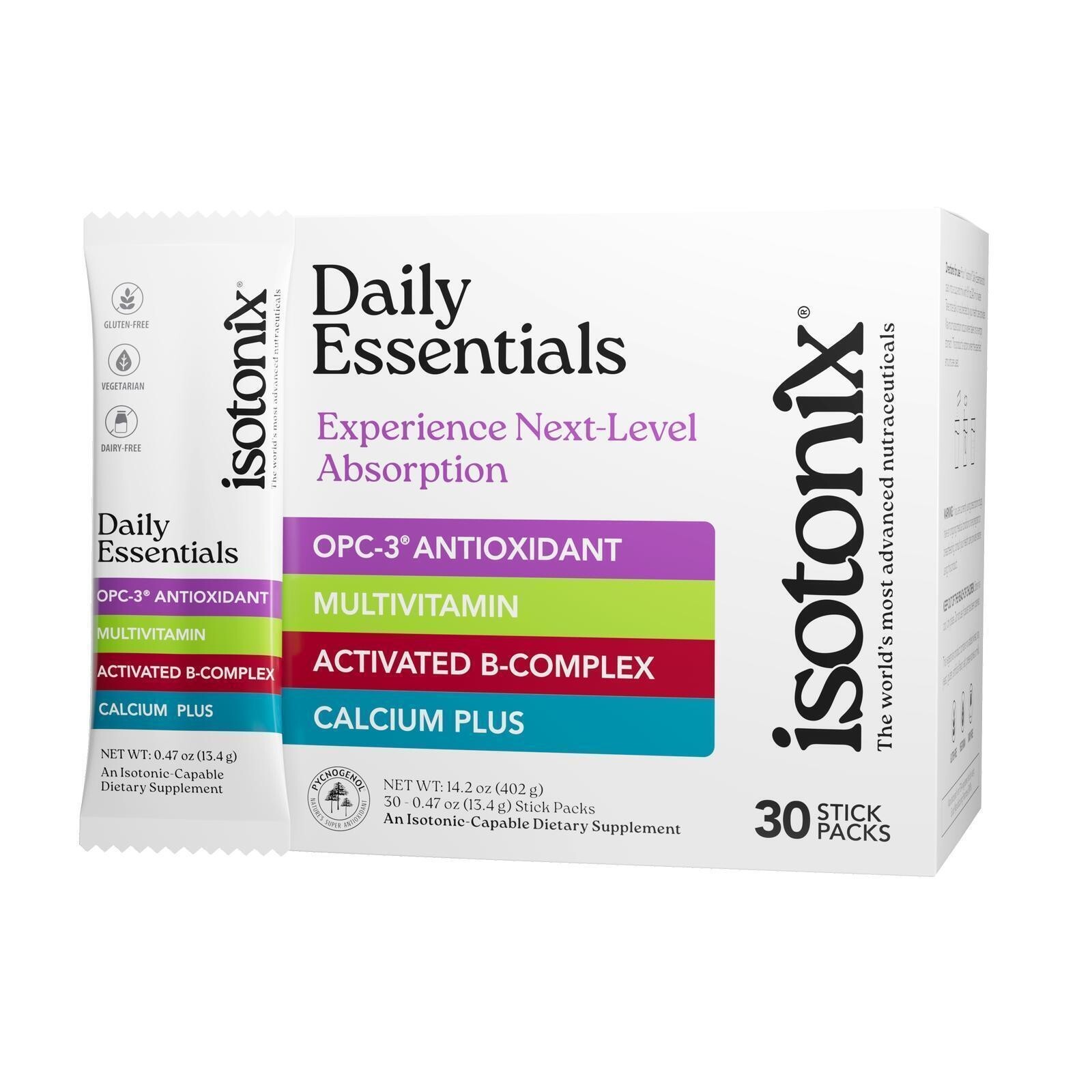 Isotonix Daily Essentials 4-in-1 Pack – OPC-3, Multivitamin, Calcium & B-Complex