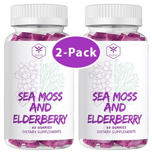 2 Pack Sea Moss and Elderberry, Vitamin C, Vitamin D, Zinc, Gummies