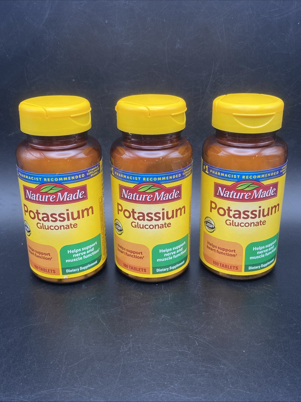 3 Pack Nature Made Potassium 550mg 300 Tablets (3×100) No Gluten Ex. 08/2026