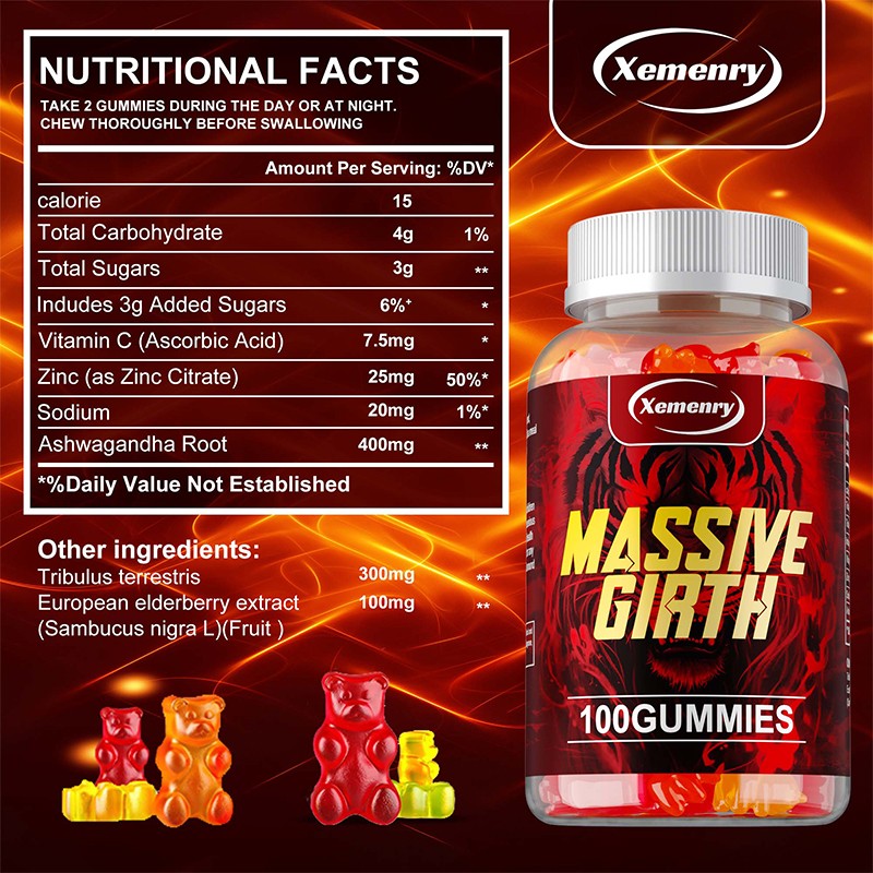 Massive Girth Gummies – Ashwagandha – Enhance Blood Circulation, Immune Support