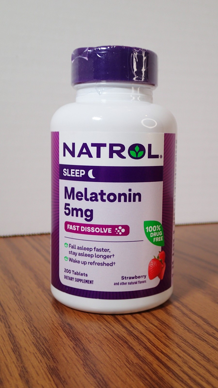 Natrol Sleep Support Melatonin 5mg Strawberry 200 Tablets EXP 10 26