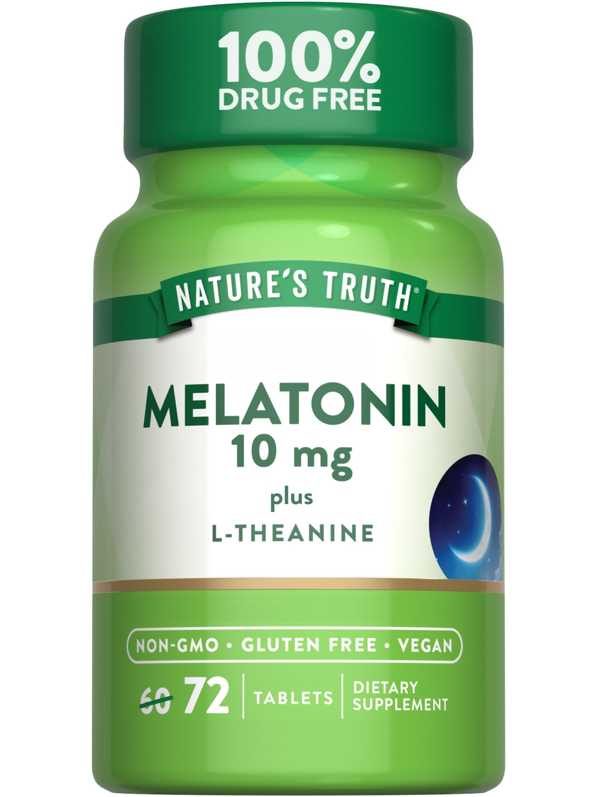 Nature’s Truth Melatonin 10 mg + L-Theanine | 72 Tablets | Maximum Strength |