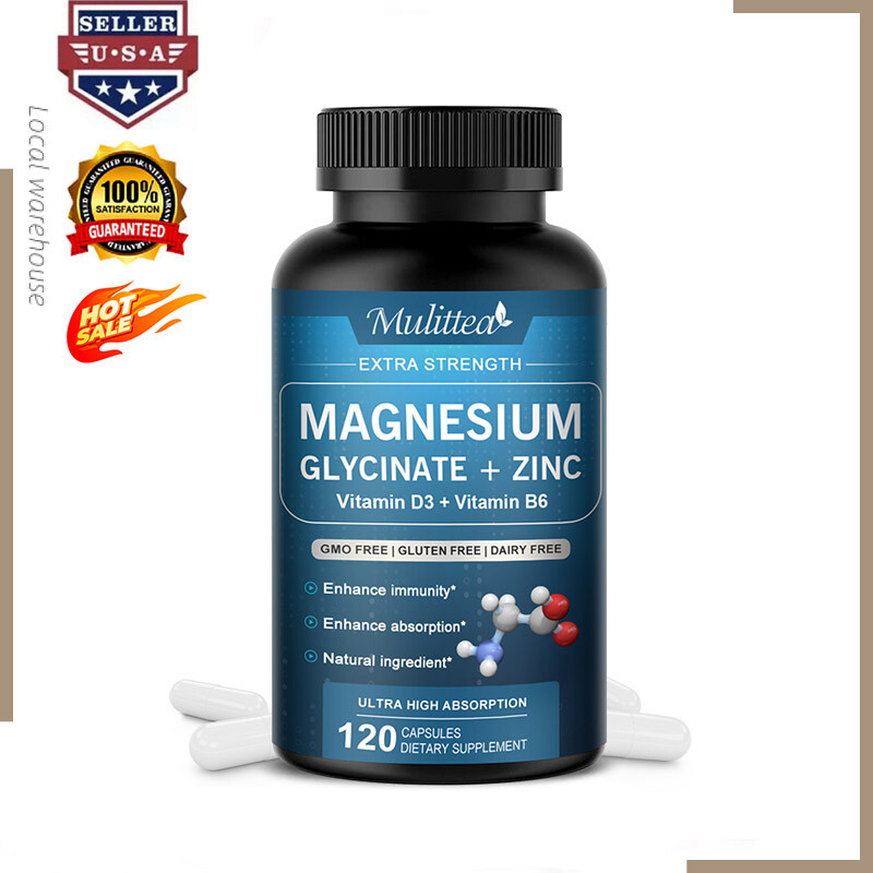 Magnesium Glycinate | 500mg | 120 Capsules | Zinc | Vitamin D3+ Vitamin B6