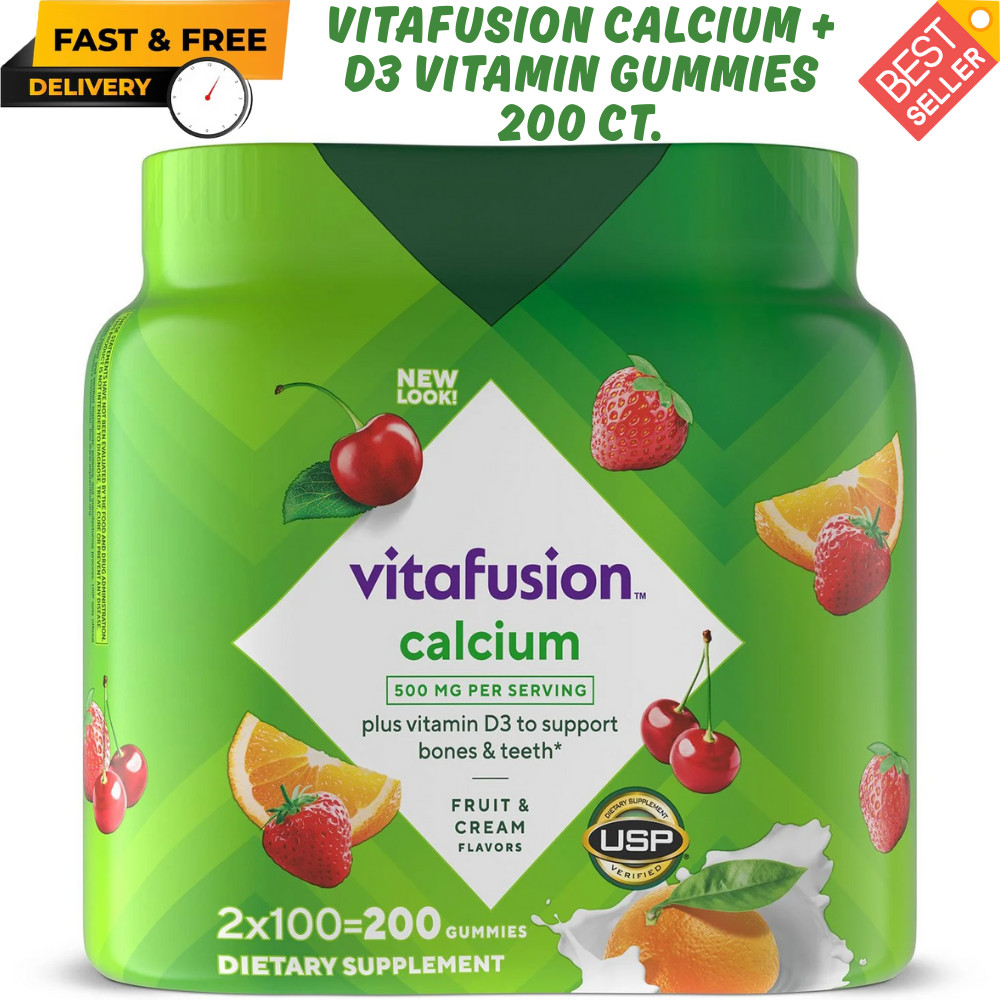 Vitafusion Calcium + D3 Vitamin Gummies, 200 ct., Support Bones and Teeth, New