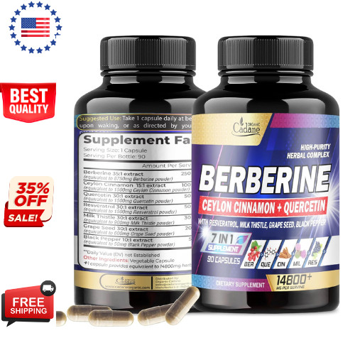 Berberine Supplement 14800mg with Ceylon Cinnamon, Quercetin, Black Pepper & Mor