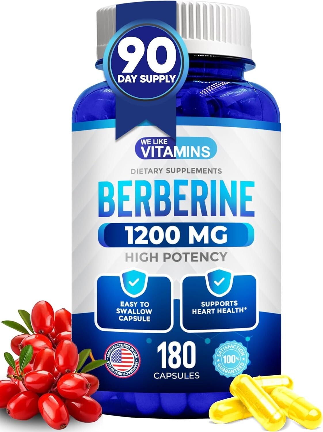 Berberine 1200mg HCL – 180 Vegetarian Capsules We Like Vitamins