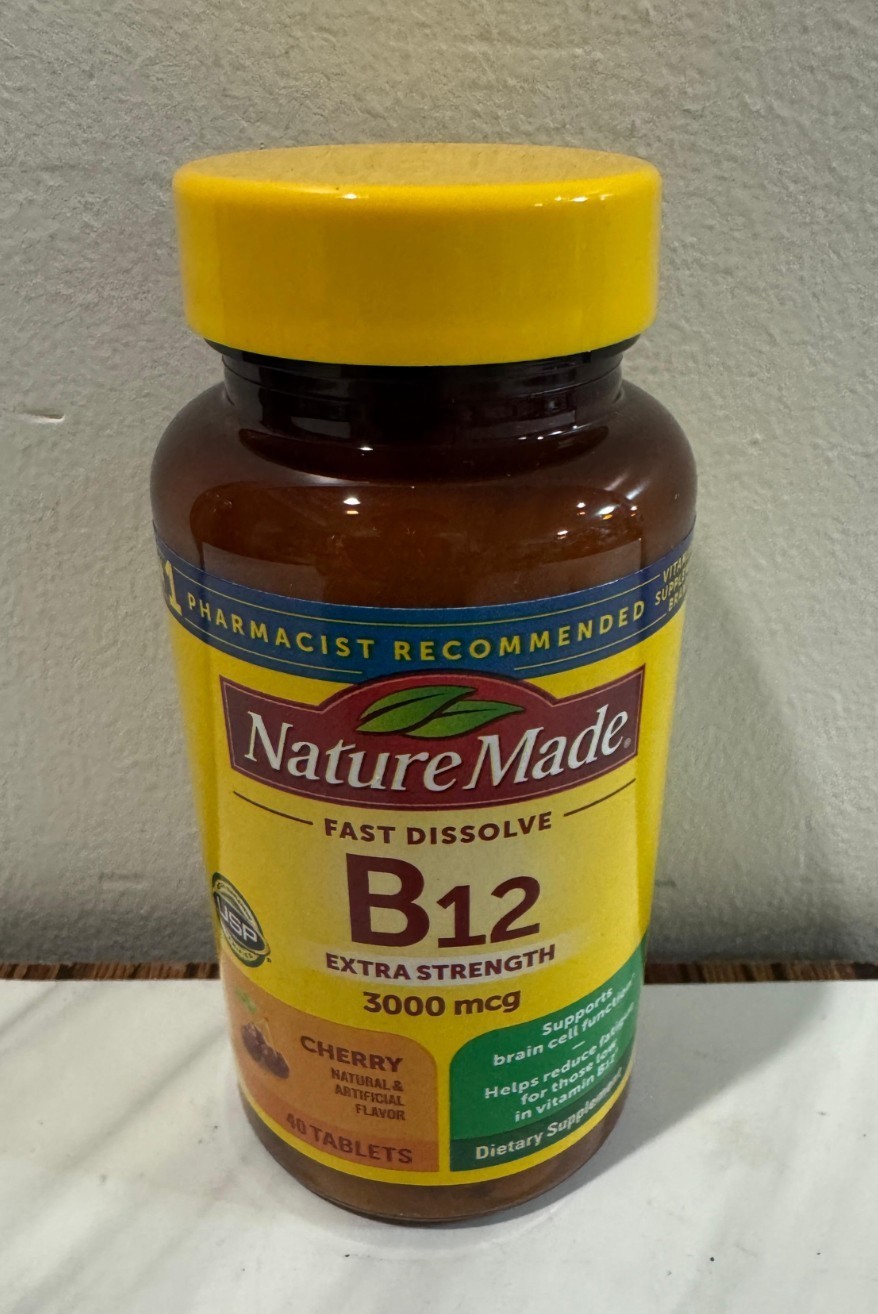 Nature Made Vitamin B12 – Cherry 3,000 mcg 40 Tabs Exp 02/2027