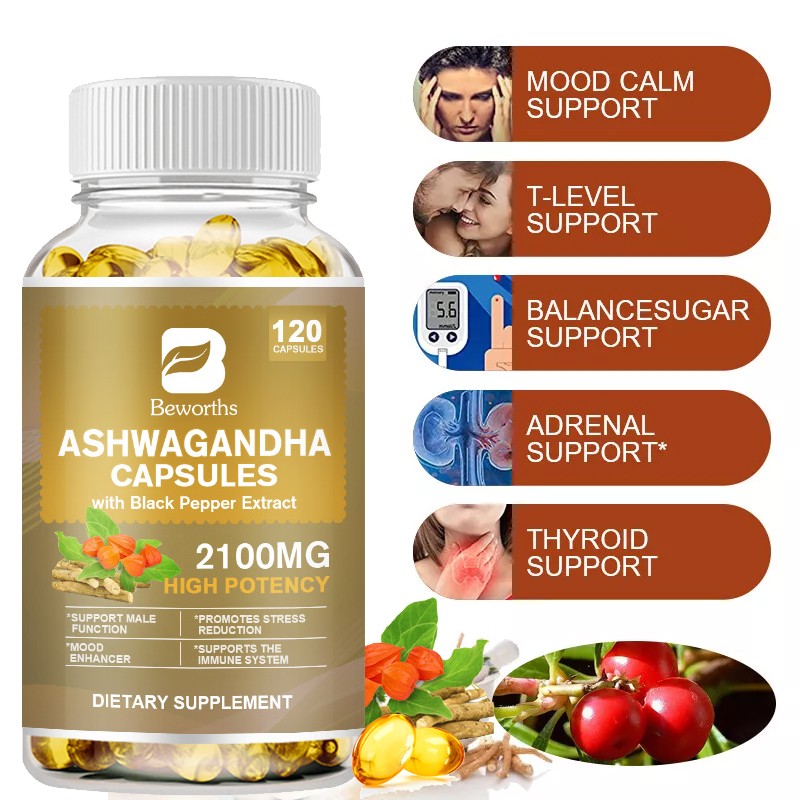 Organic Ashwagandha Capsules High Quality Dietary Supplement,120 Veg Softgels
