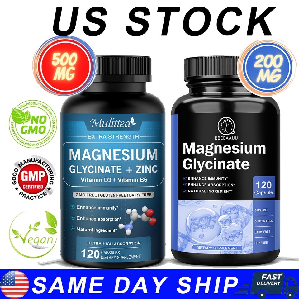 Magnesium Glycinate 500mg with Zinc,D3 Improved Sleep, Stress , Anxiety Relief