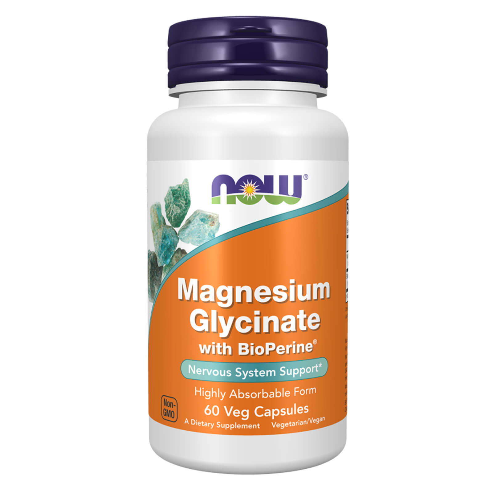 NOW Magnesium Glycinate with BioPerine – 60 Veg Caps, Nervous system Support